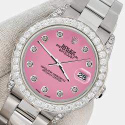 Rolex Custom Hot Pink 2.1ct Diamonds Stainless Steel Datejust  Automatic Women's Wristwatch 31mm