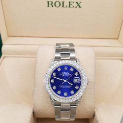 Rolex Custom Navy Blue  2.1ct Diamonds Stainless Steel Datejust  Automatic Women's Wristwatch 31mm