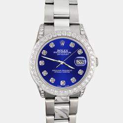 Rolex Custom Navy Blue  2.1ct Diamonds Stainless Steel Datejust  Automatic Women's Wristwatch 31mm