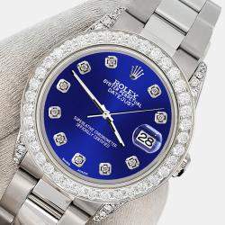 Rolex Custom Navy Blue  2.1ct Diamonds Stainless Steel Datejust  Automatic Women's Wristwatch 31mm