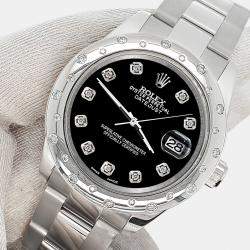 Rolex Custom Black   Diamonds Stainless Steel Datejust 178240 Automatic Women's Wristwatch 31mm