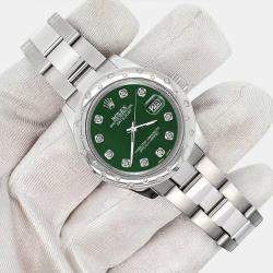 Rolex Custom Forest Green  Diamonds Stainless Steel Datejust 178240 Automatic Women's Wristwatch 31mm