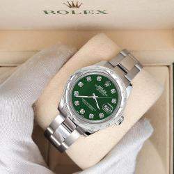 Rolex Custom Forest Green  Diamonds Stainless Steel Datejust 178240 Automatic Women's Wristwatch 31mm