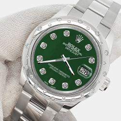 Rolex Custom Forest Green  Diamonds Stainless Steel Datejust 178240 Automatic Women's Wristwatch 31mm