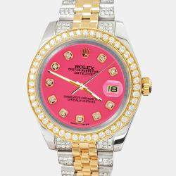 Rolex Custom Neon Pink 3.56ct Diamonds Stainless Steel Datejust 178273 Automatic Women's Wristwatch 31mm
