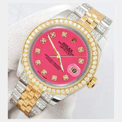 Rolex Custom Neon Pink 3.56ct Diamonds Stainless Steel Datejust 178273 Automatic Women's Wristwatch 31mm