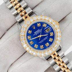 Rolex Custom Royal Blue 1.96ct Diamonds 18K Yellow Gold Stainless Steel Datejust  Automatic Women's Wristwatch 26mm