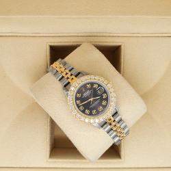 Rolex Custom Rhodium Gray 1.96ct Diamonds 18K Yellow Gold Stainless Steel Datejust  Automatic Women's Wristwatch 26mm
