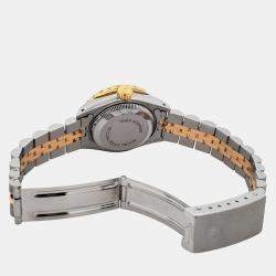 Pre Owned Rolex Custom Forest Green 1.96ct Diamonds 18K Yellow Gold Stainless Steel Datejust Automatic Women's Wristwatch 26mm