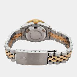 Pre Owned Rolex Custom Forest Green 1.96ct Diamonds 18K Yellow Gold Stainless Steel Datejust Automatic Women's Wristwatch 26mm