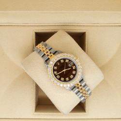 Rolex Custom Chocolate  1.96ct Diamonds 18K Yellow Gold Stainless Steel Datejust  Automatic Women's Wristwatch 26mm