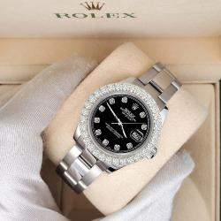 Rolex Custom White 2.25ct Diamonds Stainless Steel Datejust 178240 Automatic Women's Wristwatch 31mm