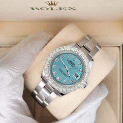 Rolex Custom Turquoise 2.25ct Diamonds Stainless Steel Datejust 178240 Automatic Women's Wristwatch 31mm