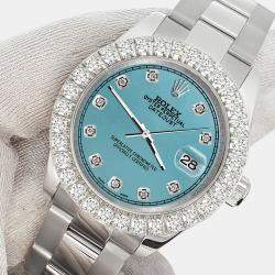 Rolex Custom Turquoise 2.25ct Diamonds Stainless Steel Datejust 178240 Automatic Women's Wristwatch 31mm