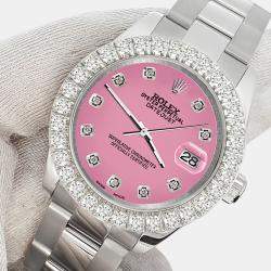 Rolex Custom Hot Pink 2.25ct Diamonds Stainless Steel Datejust 178240 Automatic Women's Wristwatch 31mm