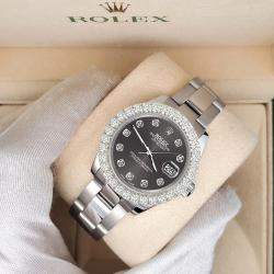Rolex Custom Rhodium Gray 2.25ct Diamonds Stainless Steel Datejust 178240 Automatic Women's Wristwatch 31mm