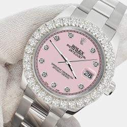 Rolex Custom Ice Pink 2.25ct Diamonds Stainless Steel Datejust 178240 Automatic Women's Wristwatch 31mm