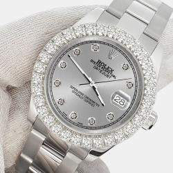 Rolex Custom Silver 2.25ct Diamonds Stainless Steel Datejust 178240 Automatic Women's Wristwatch 31mm
