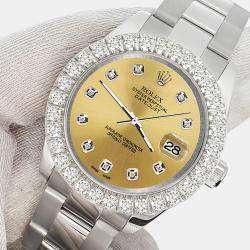 Rolex Custom Champagne 2.25ct Diamonds Stainless Steel Datejust 178240 Automatic Women's Wristwatch 31mm