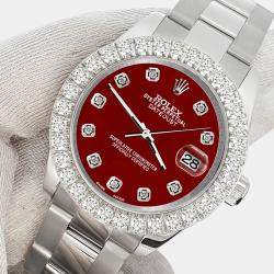 Rolex Custom Imperial Red 2.25ct Diamonds Stainless Steel Datejust 178240 Automatic Women's Wristwatch 31mm
