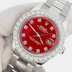 Rolex Custom Red 2.25ct Diamonds Stainless Steel Datejust 178240 Automatic Women's Wristwatch 31mm