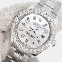 Rolex Custom White 2.70ct Diamonds Stainless Steel Datejust 178240 Automatic Women's Wristwatch 31mm