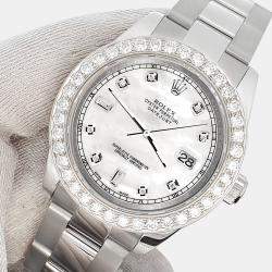 Rolex Custom White 1.6ct Diamonds Stainless Steel Datejust 178240 Automatic Women's Wristwatch 31mm
