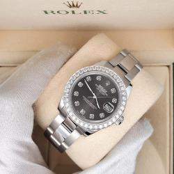 Rolex Custom Rhodium Gray 1.6ct Diamonds Stainless Steel Datejust 178240 Automatic Women's Wristwatch 31mm