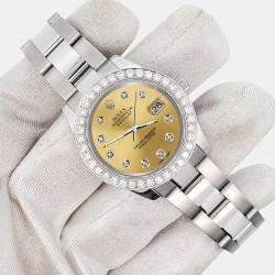 Rolex Custom Champagne 1.6ct Diamonds Stainless Steel Datejust 178240 Automatic Women's Wristwatch 31mm