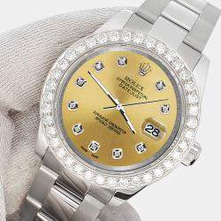 Rolex Custom Champagne 1.6ct Diamonds Stainless Steel Datejust 178240 Automatic Women's Wristwatch 31mm