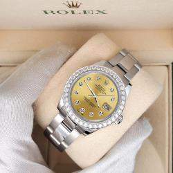 Rolex Custom Champagne 1.6ct Diamonds Stainless Steel Datejust 178240 Automatic Women's Wristwatch 31mm