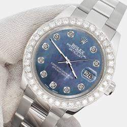 Rolex Custom Black 1.6ct Diamonds Stainless Steel Datejust 178240 Automatic Women's Wristwatch 31mm