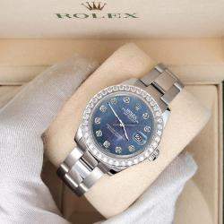 Rolex Custom Black 1.6ct Diamonds Stainless Steel Datejust 178240 Automatic Women's Wristwatch 31mm