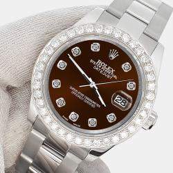 Rolex Custom Chocolate  1.6ct Diamonds Stainless Steel Datejust 178240 Automatic Women's Wristwatch 31mm