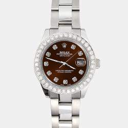 Rolex Custom Chocolate  1.6ct Diamonds Stainless Steel Datejust 178240 Automatic Women's Wristwatch 31mm