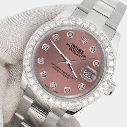 Rolex Custom Salmon 1.6ct Diamonds Stainless Steel Datejust 178240 Automatic Women's Wristwatch 31mm