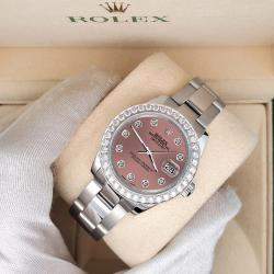 Rolex Custom Salmon 1.6ct Diamonds Stainless Steel Datejust 178240 Automatic Women's Wristwatch 31mm