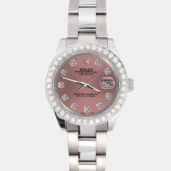 Rolex Custom Salmon 1.6ct Diamonds Stainless Steel Datejust 178240 Automatic Women's Wristwatch 31mm