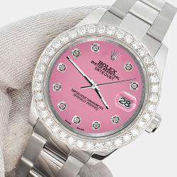 Rolex Custom Hot Pink 1.6ct Diamonds Stainless Steel Datejust 178240 Automatic Women's Wristwatch 31mm