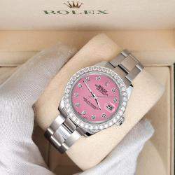 Rolex Custom Hot Pink 1.6ct Diamonds Stainless Steel Datejust 178240 Automatic Women's Wristwatch 31mm