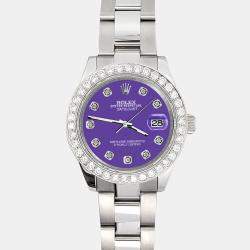 Rolex Custom Pastel Purple 1.6ct Diamonds Stainless Steel Datejust 178240 Automatic Women's Wristwatch 31mm