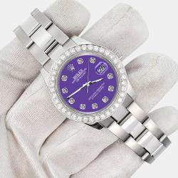 Rolex Custom Pastel Purple 1.6ct Diamonds Stainless Steel Datejust 178240 Automatic Women's Wristwatch 31mm