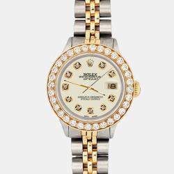 Rolex Custom Satin Linen 1.3ct Diamonds 18K Yellow Gold Stainless Steel Datejust  Automatic Women's Wristwatch 26mm