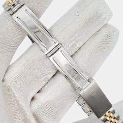 Pre Owned Rolex Custom Forest Green 1.3ct Diamonds 18K Yellow Gold Stainless Steel Datejust Automatic Women's Wristwatch 26mm