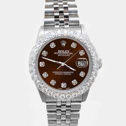 Rolex Custom Chocolate  2.25ct Diamonds Stainless Steel Datejust  Automatic Women's Wristwatch 31mm