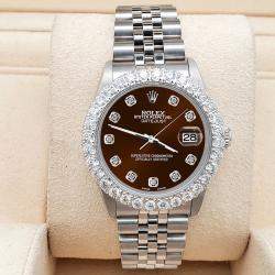 Rolex Custom Chocolate  2.25ct Diamonds Stainless Steel Datejust  Automatic Women's Wristwatch 31mm
