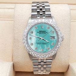 Rolex Custom Aquamarine 2.25ct Diamonds Stainless Steel Datejust  Automatic Women's Wristwatch 31mm