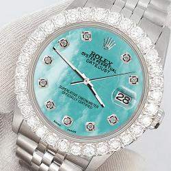 Rolex Custom Aquamarine 2.25ct Diamonds Stainless Steel Datejust  Automatic Women's Wristwatch 31mm
