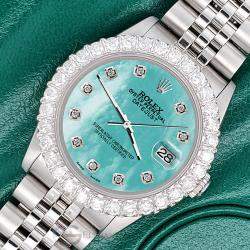 Rolex Custom Aquamarine 2.25ct Diamonds Stainless Steel Datejust  Automatic Women's Wristwatch 31mm