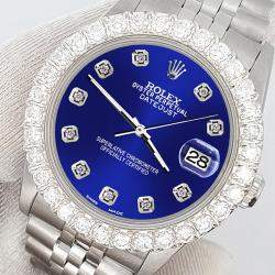 Rolex Custom Navy Blue  2.25ct Diamonds Stainless Steel Datejust  Automatic Women's Wristwatch 31mm